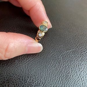 14K Real Yellow Gold Natural blue Sapphire Ring Size 5.75 Women